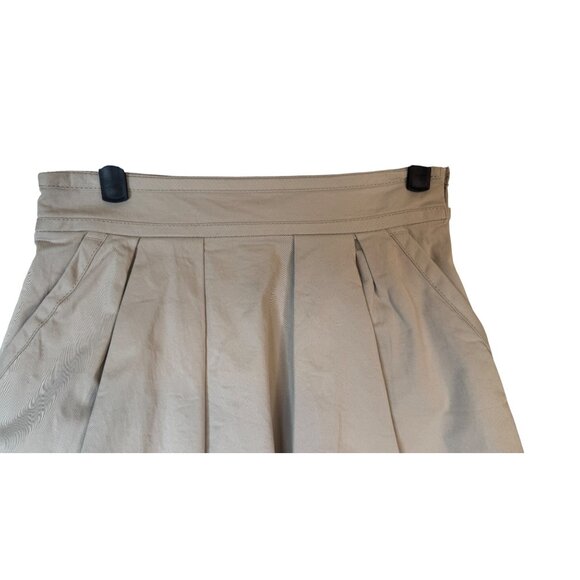 ZARA Size Small Beige Pleated A-Line Skirt S 98% Cotton 2% Elastane - Picture 11 of 13